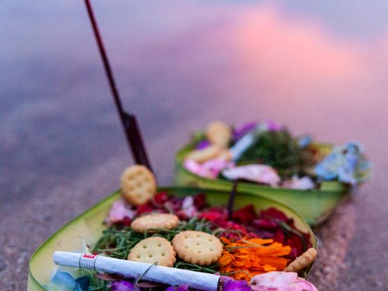 Religious Hindu Offering in Sanur Beach, Bali